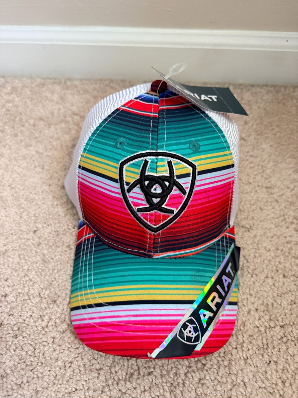 NWT Ariat Serape Shield Logo Mesh Trucker Hat Snapback Multicolor NEW One Size